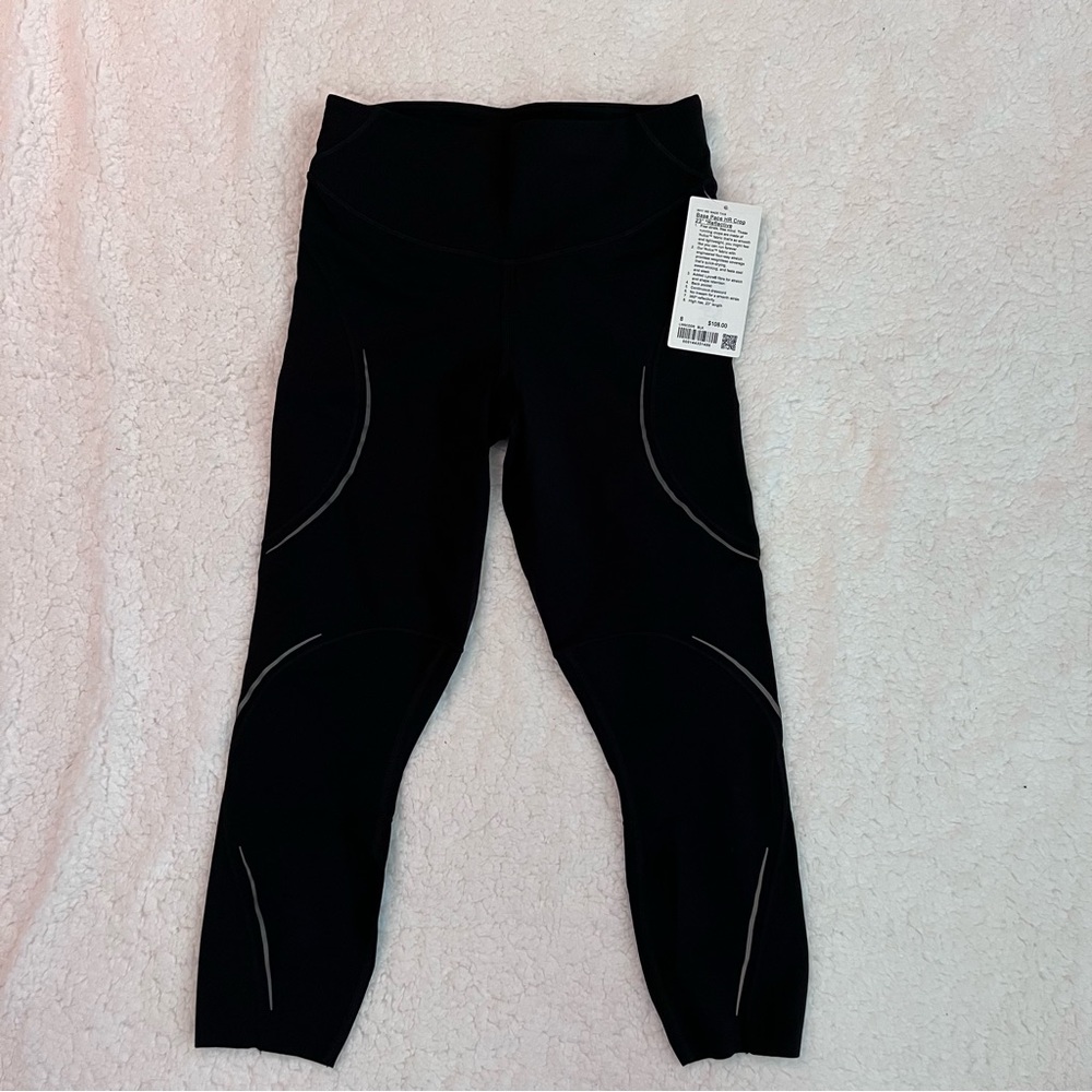NWT Lululemon Base Pace 23” Reflective legging size 8 - Black